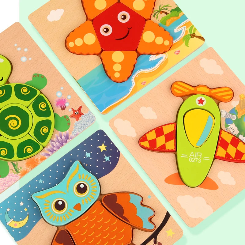 Puzzle en Bois 3D pour Enfants – Apprentissage Ludique et Cognition Précoce !
