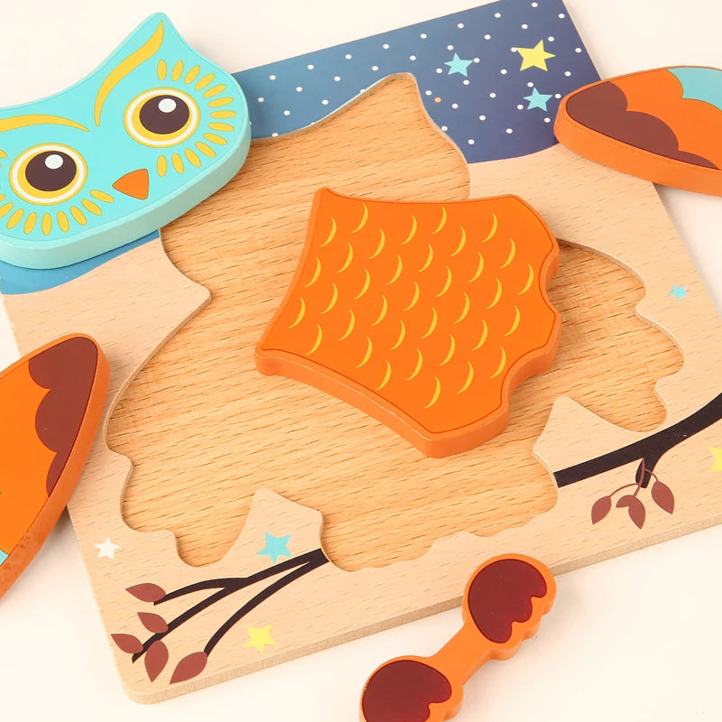 Puzzle en Bois 3D pour Enfants – Apprentissage Ludique et Cognition Précoce !