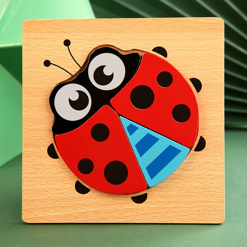 Puzzle en Bois 3D pour Enfants – Apprentissage Ludique et Cognition Précoce !