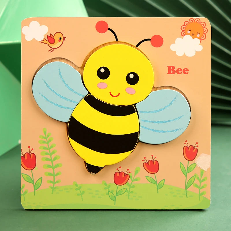 Puzzle en Bois 3D pour Enfants – Apprentissage Ludique et Cognition Précoce !