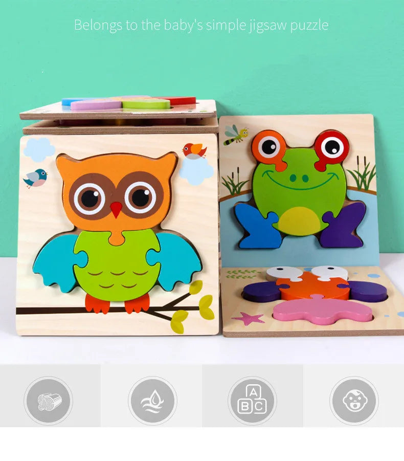 Puzzle en Bois 3D pour Enfants – Apprentissage Ludique et Cognition Précoce !