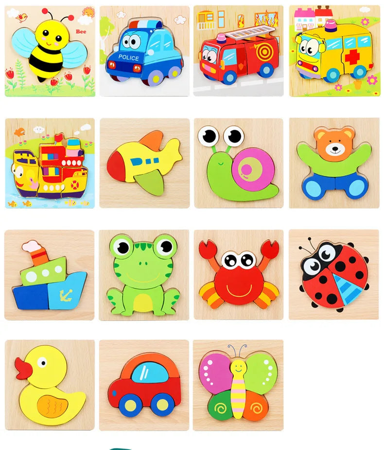 Puzzle en Bois 3D pour Enfants – Apprentissage Ludique et Cognition Précoce !