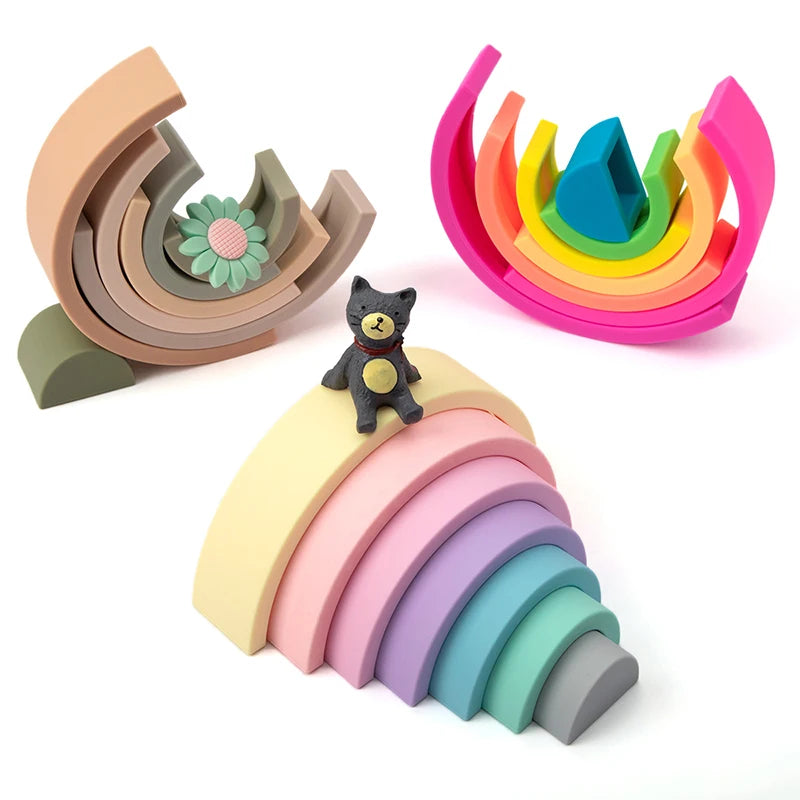 Ensemble de Blocs de Construction en Silicone pour Bébé