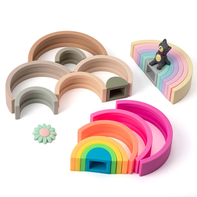 Ensemble de Blocs de Construction en Silicone pour Bébé