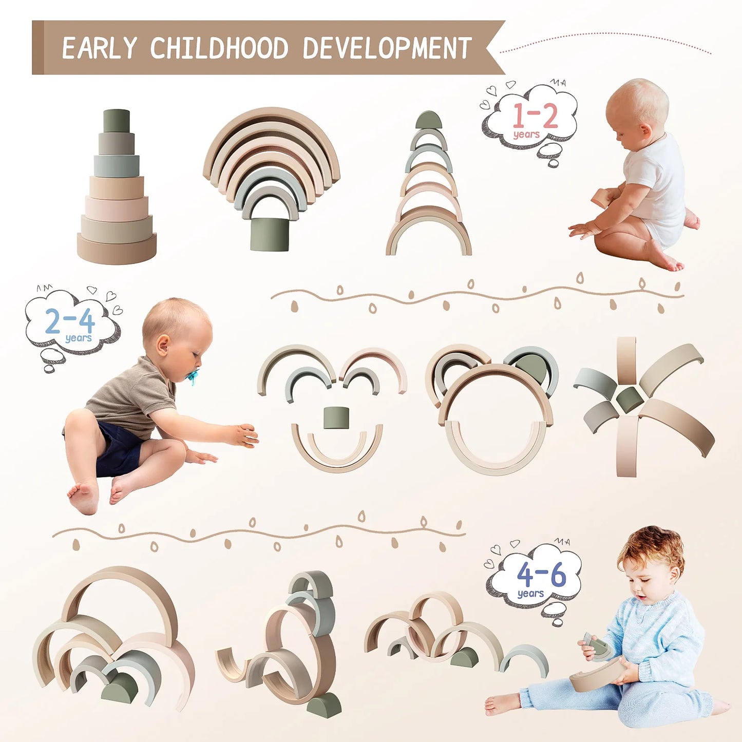 Ensemble de Blocs de Construction en Silicone pour Bébé