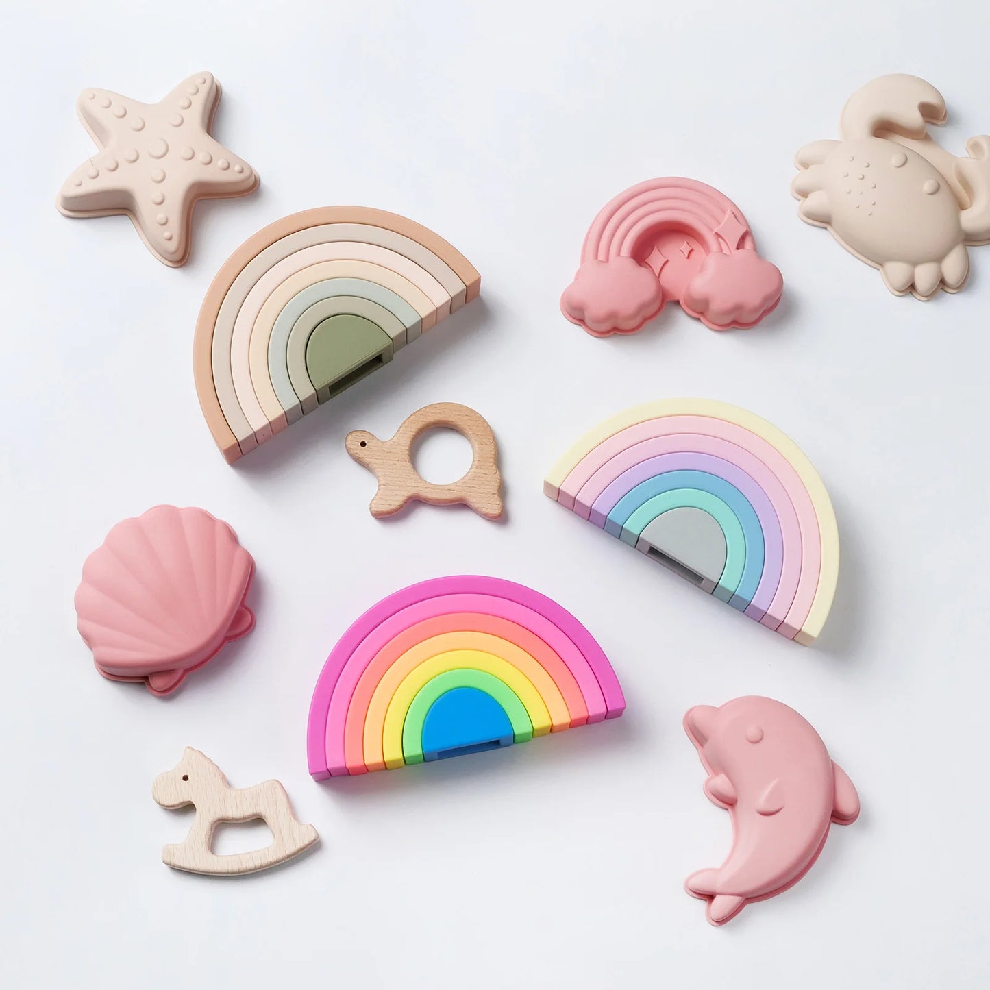 Ensemble de Blocs de Construction en Silicone pour Bébé