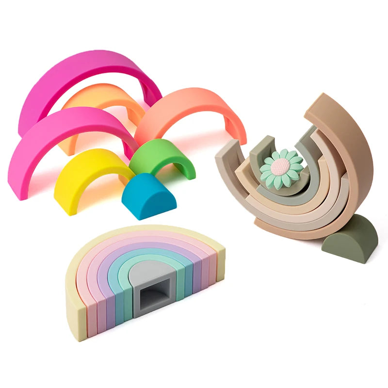 Ensemble de Blocs de Construction en Silicone pour Bébé