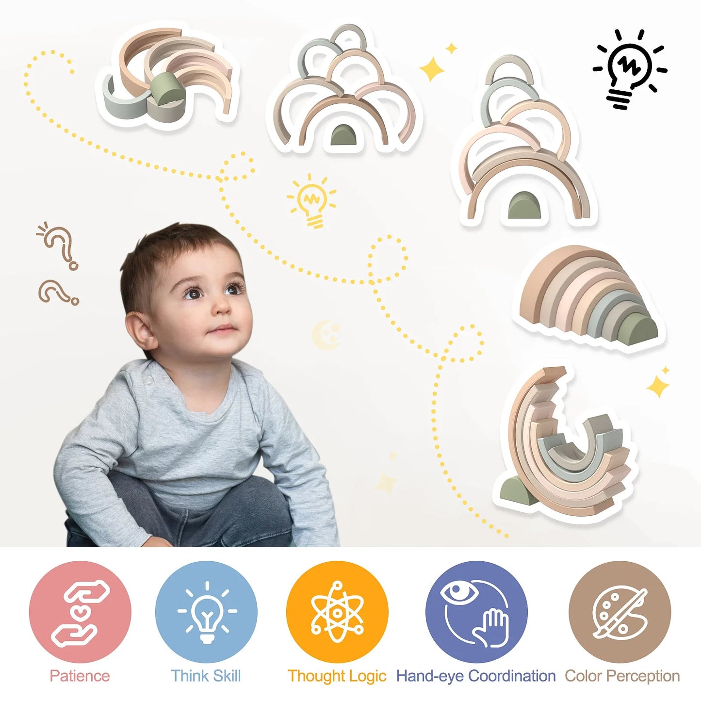 Ensemble de Blocs de Construction en Silicone pour Bébé