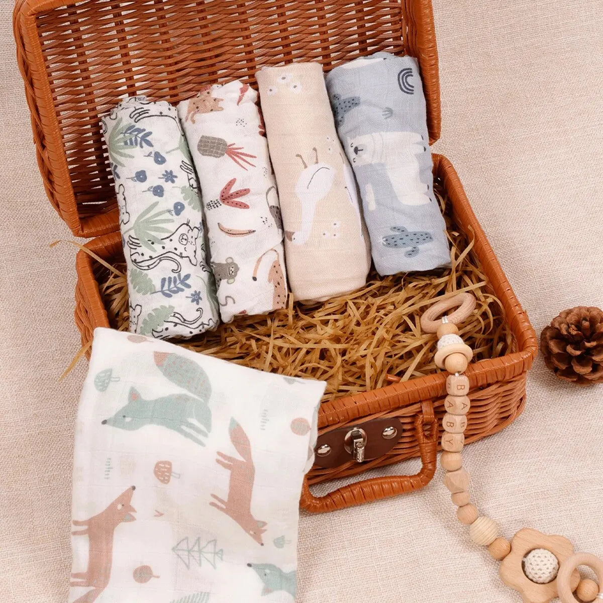 Ensemble de 5 pièces : Serviettes multi-usages en coton et bambou ultra-douce 60x60 cm