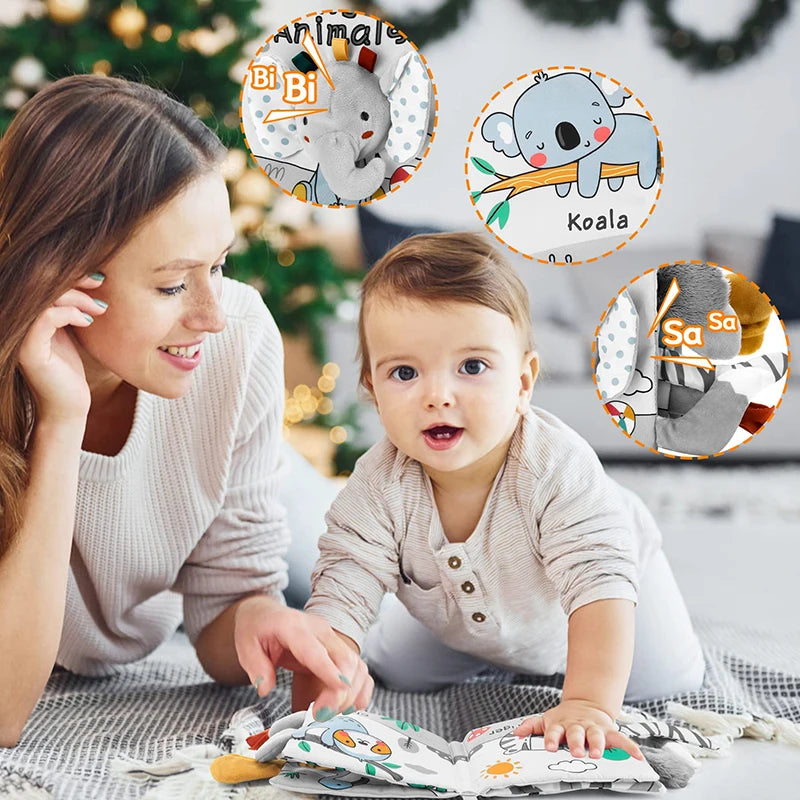 Livre en Tissu Sensoriel pour Bébé – Apprentissage, Éveil et Sécurité