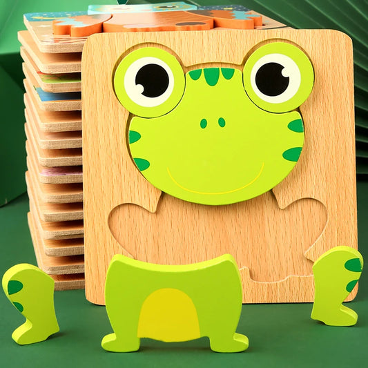 Puzzle en Bois 3D pour Enfants – Apprentissage Ludique et Cognition Précoce !