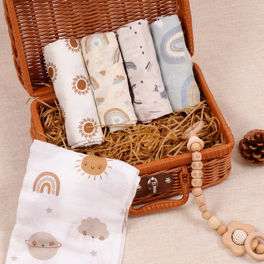 Ensemble de 5 pièces : Serviettes multi-usages en coton et bambou ultra-douce 60x60 cm